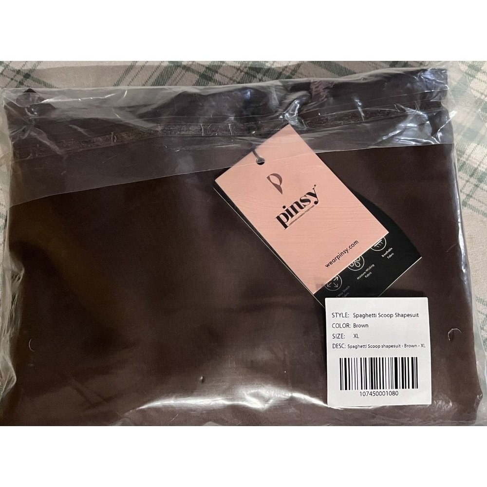 PINSY Spaghetti Strap Scoop Shapesuit Chocolate Brown XL Thong New in Package - Picture 11 of 11